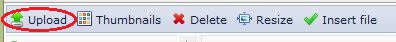 File Browser menu Upload image